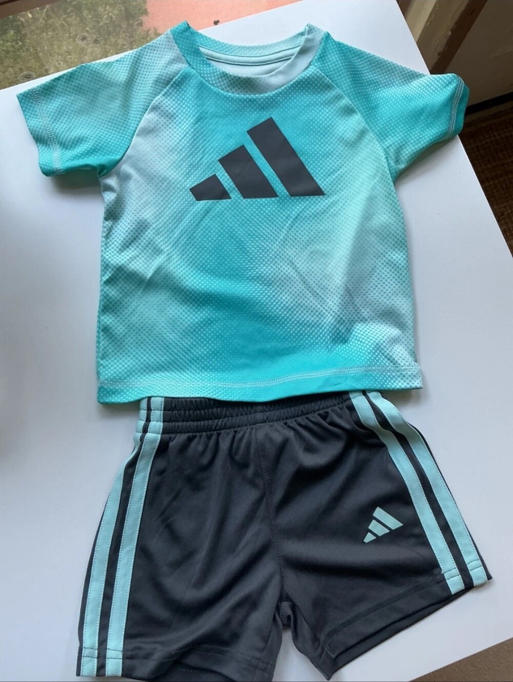 Adidas Toddler Aquamarine Athletic Tee & Shorts Set